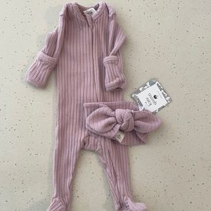 Kate Quinn Ribbed Footie & Headband set